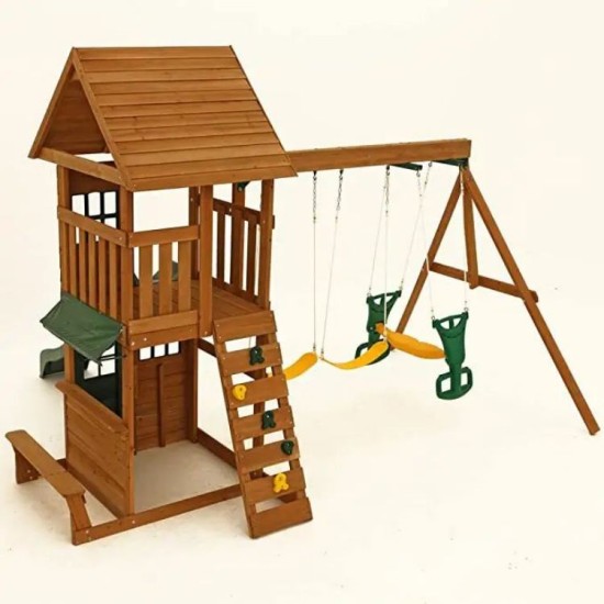 Kids Wooden Playhouse With Slide Popular Modern Cubby House With Plastic Slide