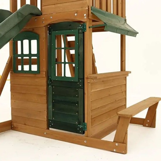 Kids Wooden Playhouse With Slide Popular Modern Cubby House With Plastic Slide