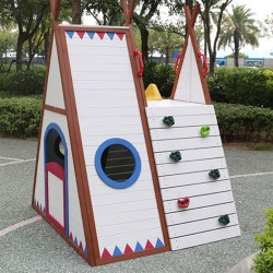 Backyard Outdoor Wood Playground Kids Cubby House Climbing Wooden Playhouses With Slide