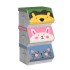 Kids Animal Theme Folding Organiser with Handles Magnetic Lid for Kid's Room Playroom Stackable Toy Organiser Boxes