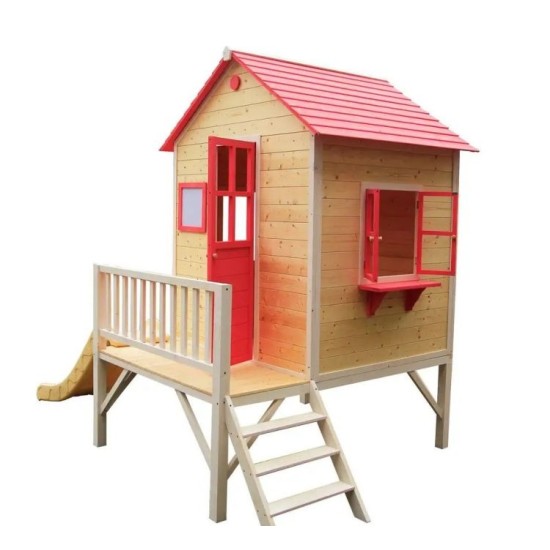 outdoor playground wooden children's room with slide play set New mushroom room children's playhouse