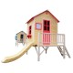 outdoor playground wooden children's room with slide play set New mushroom room children's playhouse