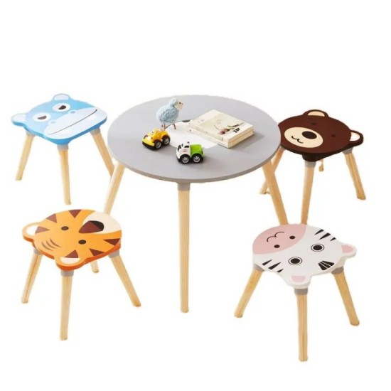 Baby Furniture Cute Cartoon Patterns Kids Studying Table and Chair set Customized Color 