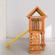 outdoor Two-storey playhouse with swing set and sanbox